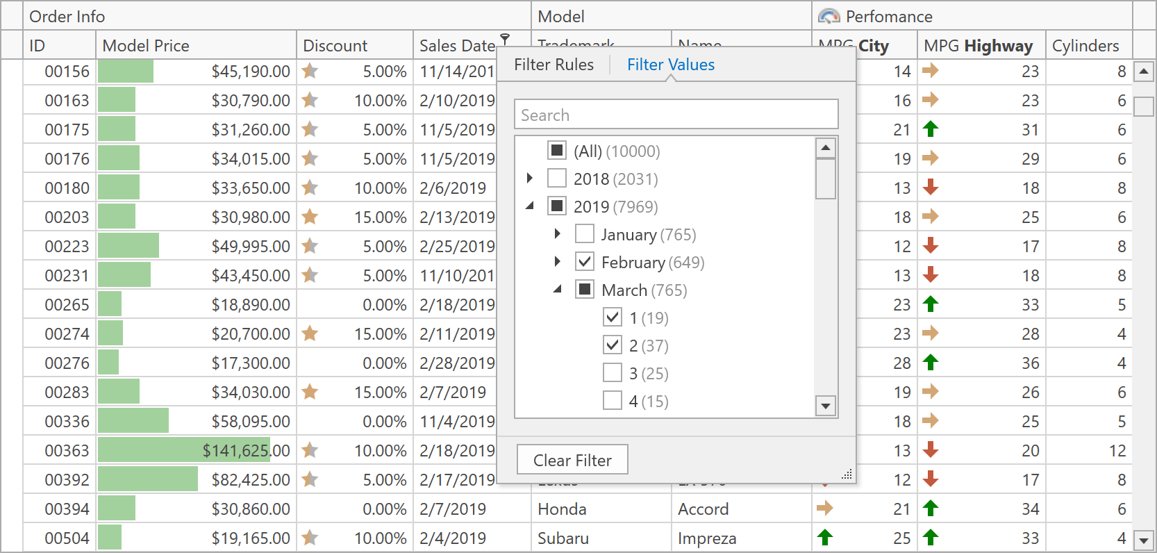 WPF Controls ExcelInspired Filtering